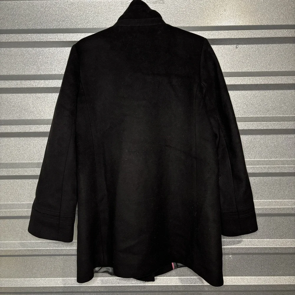 J Crew Mens Black Wool Blend Button Up Funnel Neck Coat **NO SIZE**